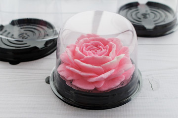 Obraz na płótnie Canvas Soap in the shape of a flower. Handmade. Valentine 's Day gift.