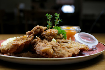 Chicken dish on a restaurant table