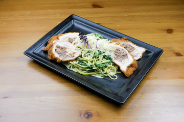 Chicken dish on a restaurant table