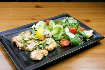 Chicken dish on a restaurant table