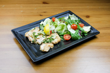 Chicken dish on a restaurant table