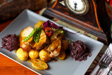 Chicken dish on a restaurant table