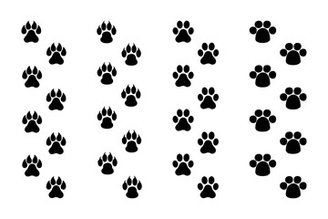 Paws print vector on white background, flat