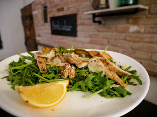 Chicken dish on a restaurant table