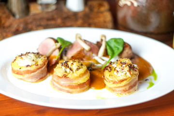 Chicken dish on a restaurant table