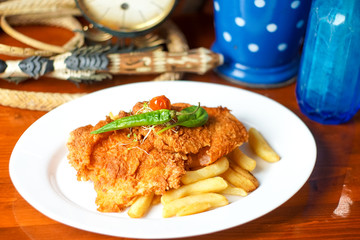 Chicken dish on a restaurant table