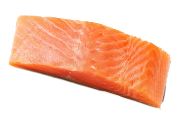 Red fish. Raw salmon fillet isolate on white background