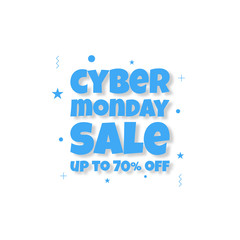 The background for Cyber Monday sale in a minimalist modern style and vintage memphis elements in blue color. This background is used for posters, banners, flyers and leaflets.