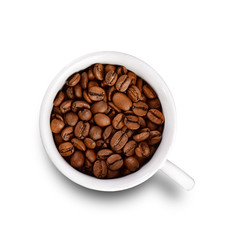 Coffee beans on cup