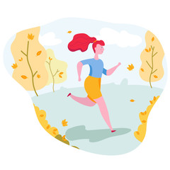 Sportswoman running in the autumn forest