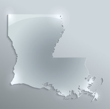 Louisiana Map Glass Card Paper Blank Vector