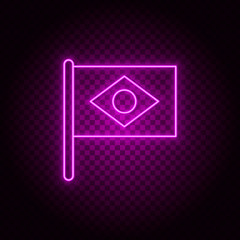 brazil, country, flag. Pink neon vector icon. Transparent background