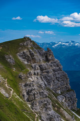 Naklejka premium view to the peak of niederer burgstall in the stubai valley tyrol