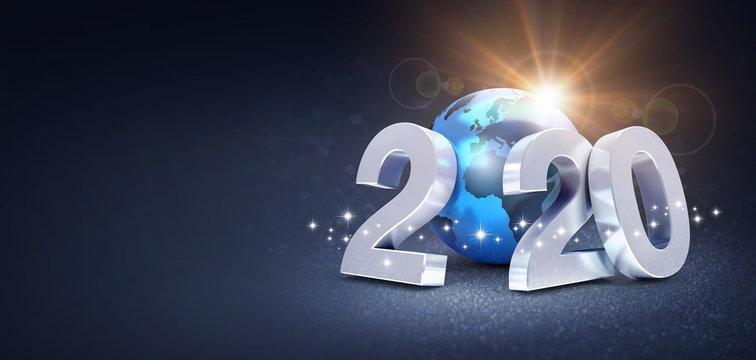 Worldwide greeting symbol for 2020 New Year card