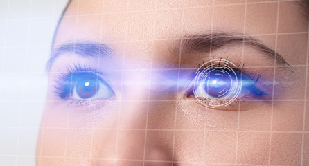 the concept of a retinal scan, augmented reality, the technology of optometry, biometrics