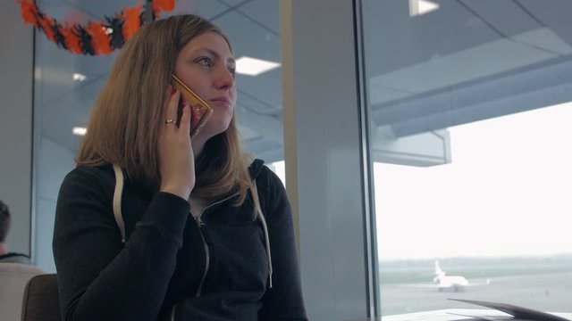 Airport Girl Talk On Phone