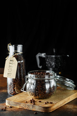 Obraz na płótnie Canvas Black coffee beans studio shot.