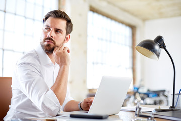 Businessman looking to the right