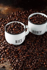 Black coffee beans studio shot.