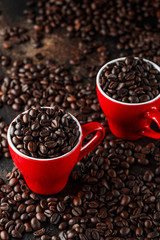 Black coffee beans studio shot.