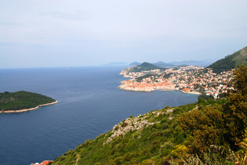Fototapeta na wymiar aerial view over Dubrovnik an the Adriatic Sea