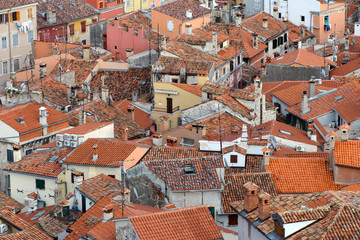 Obraz premium view over the roofs of old town Dubrovnik with it's narrow streets