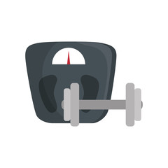 scale measure weight with dumbbell vector illustration design