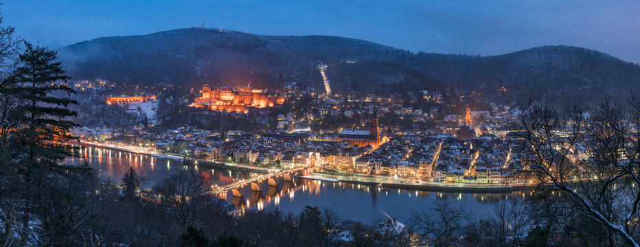 Panoramic view of Heidelberg in winter