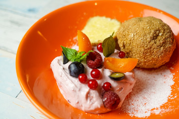 Dessert on a restaurant table