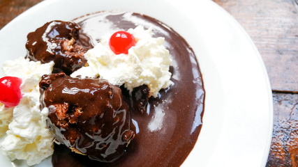 Dessert on a restaurant table