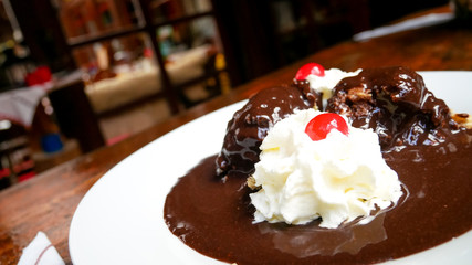 Dessert on a restaurant table