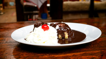 Dessert on a restaurant table