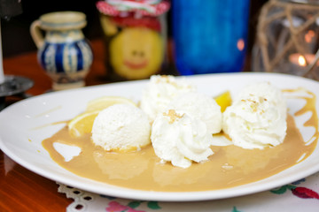 Dessert on a restaurant table