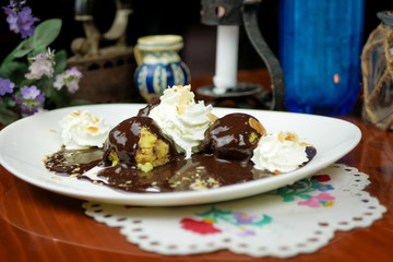 Dessert on a restaurant table