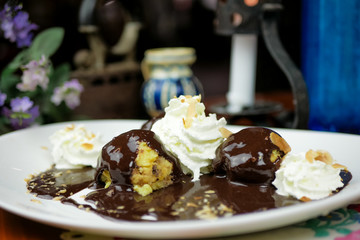 Dessert on a restaurant table