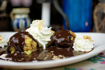 Dessert on a restaurant table