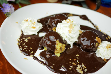 Dessert on a restaurant table