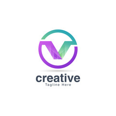 Colorful Letter V Logo Design Template
