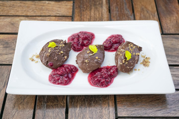 Dessert on a restaurant table