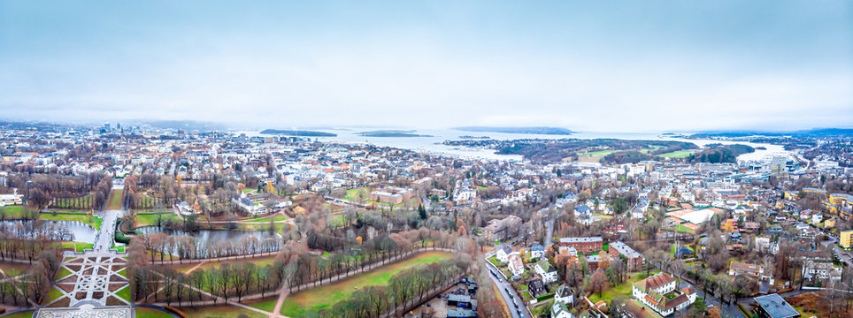 Aerial view of Vigeland park in Oslo, Norway