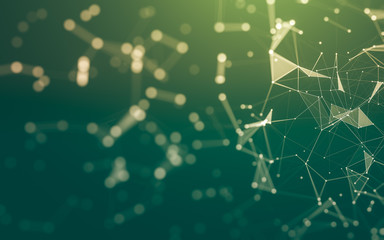 Abstract background. Molecules technology with polygonal shapes, connecting dots and lines. Connection structure. Big data visualization.