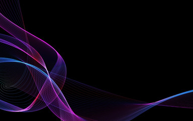 Dark abstract background with a glowing abstract waves