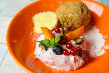 Dessert on a restaurant table
