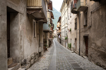 Fototapeta na wymiar a street in Donnas town, Aosta Valley, Italy