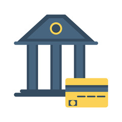 bank building with credit card