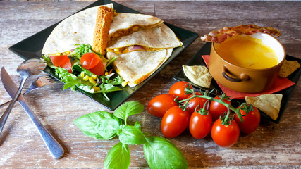 Fast food on a restaurant table