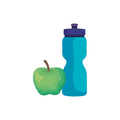 bottle water plastic with apple isolated icon vector illustration design