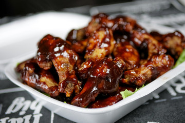 Fast food on a restaurant table