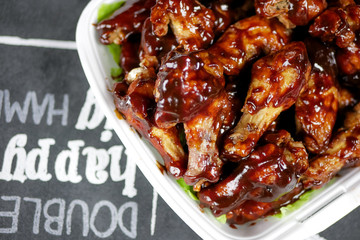 Fast food on a restaurant table