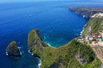 View of the coast, most popular Kelingking Beach, West Coast of Nusa Penida Island, Bali.